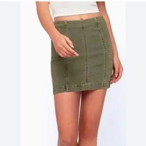 Free People Olive Denim Mini Skirt